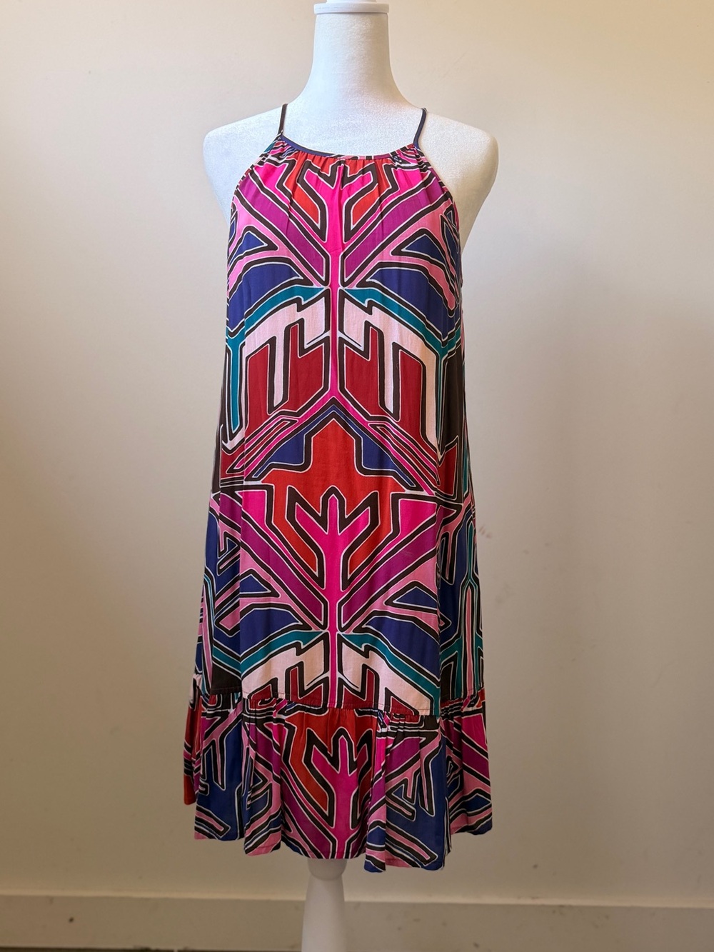 Tart Geo-Print Halter Midi Dress - Pink Multi